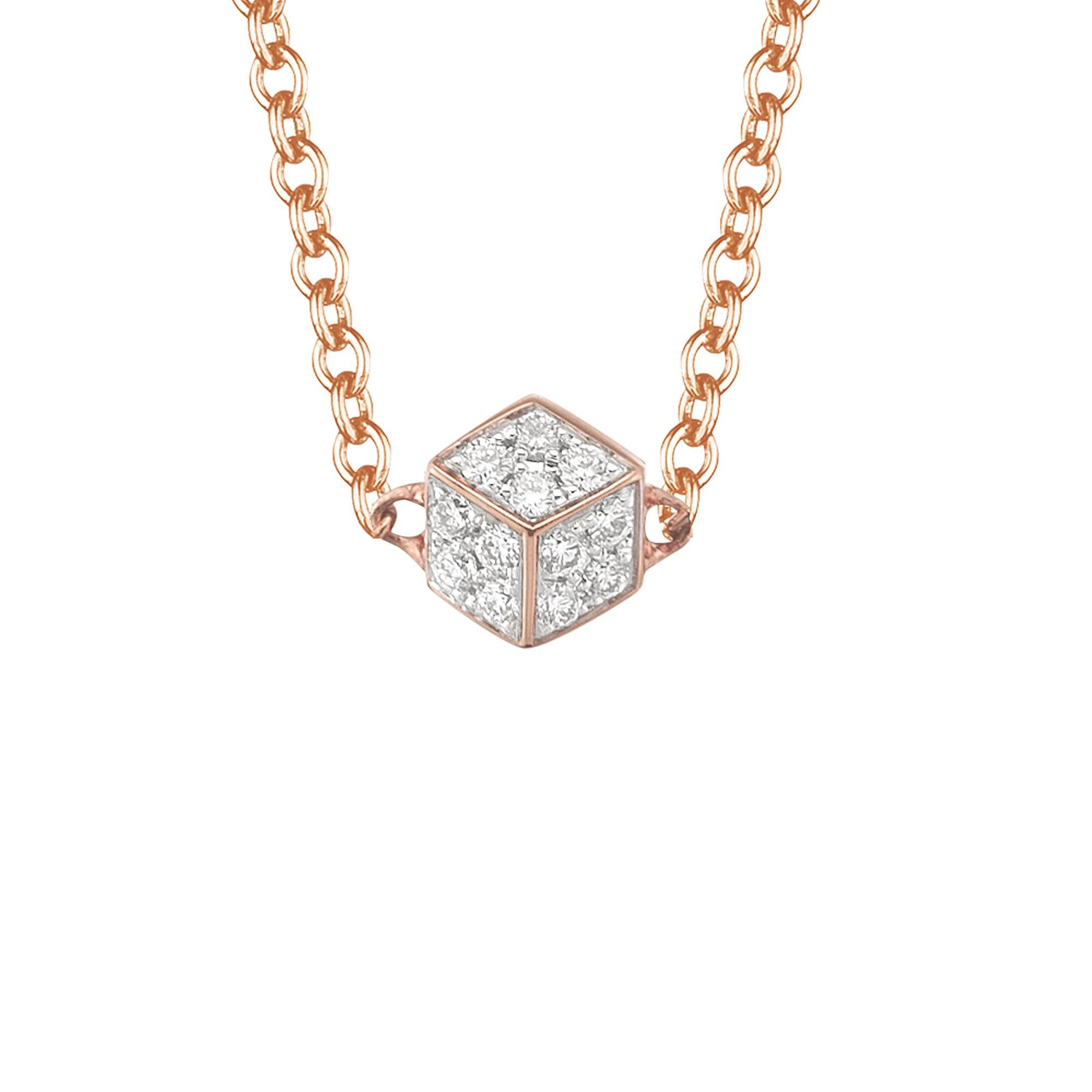 High polish 18kt rose gold Brillante® 'Natalie' pendant necklace with pave-set round brilliant diamonds.

Utterly charming, this rose gold Natalie necklace features a delicate chain and an incredibly detailed Brillante diamond pendant. The necklace