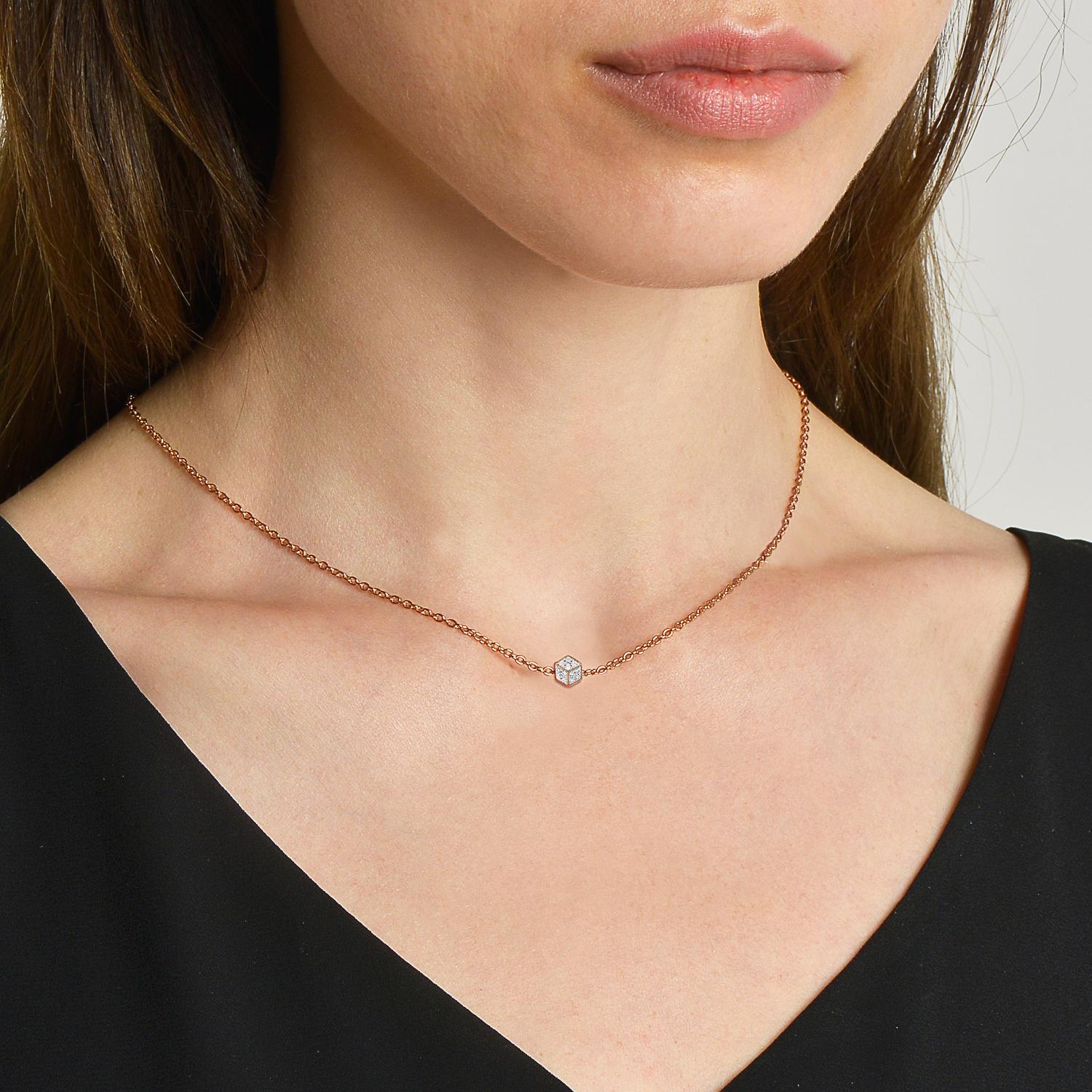 Contemporary Paolo Costagli 18 Karat Rose Gold Brillante 'Natalie' Diamond Pendant Necklace