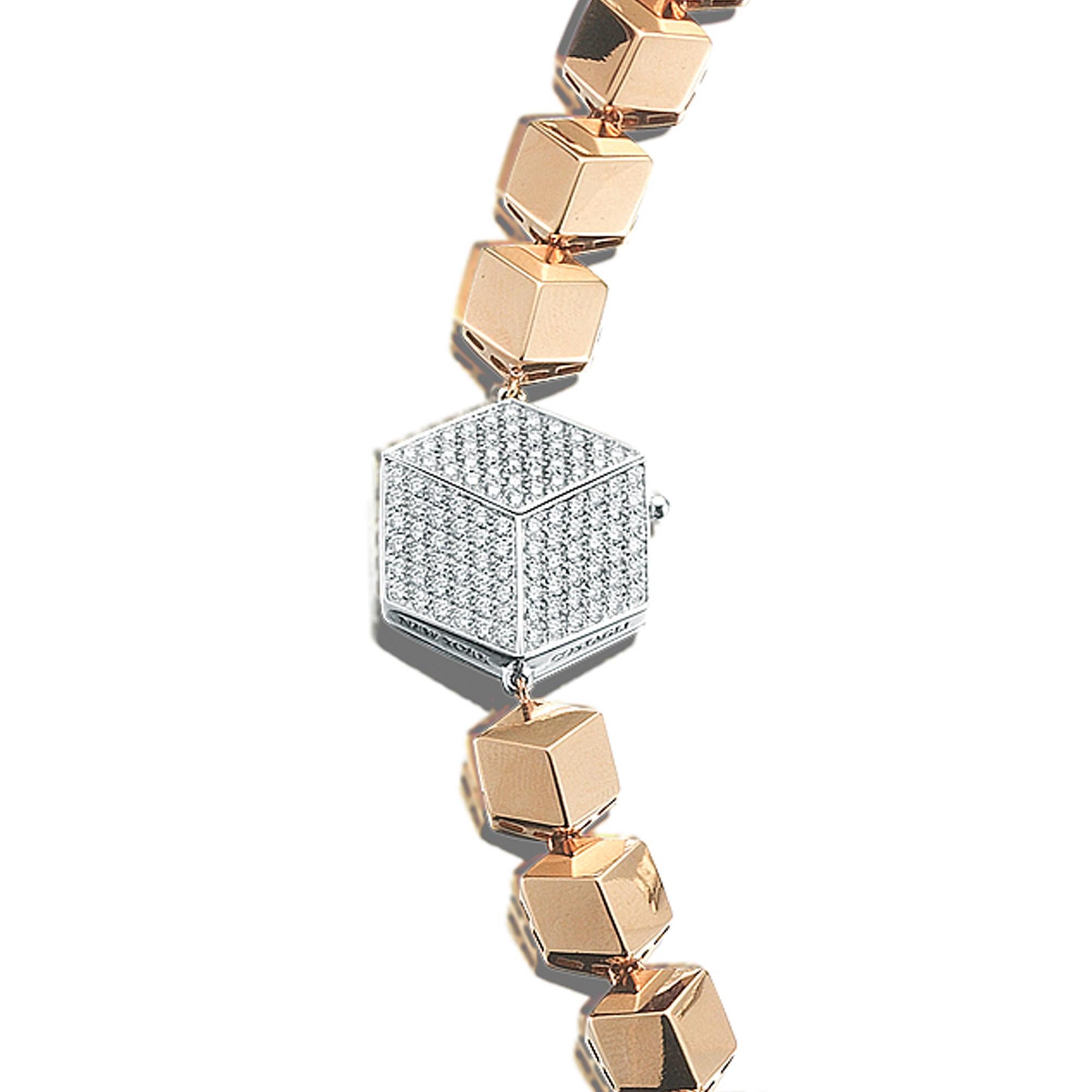 High polish 18kt rose gold Brillante® necklace with pave-set round brilliant diamond detail clasp.

Translated from a quintessential Venetian motif, the Brillante® jewelry collection combines strong jewelry design, cutting edge technology and fine