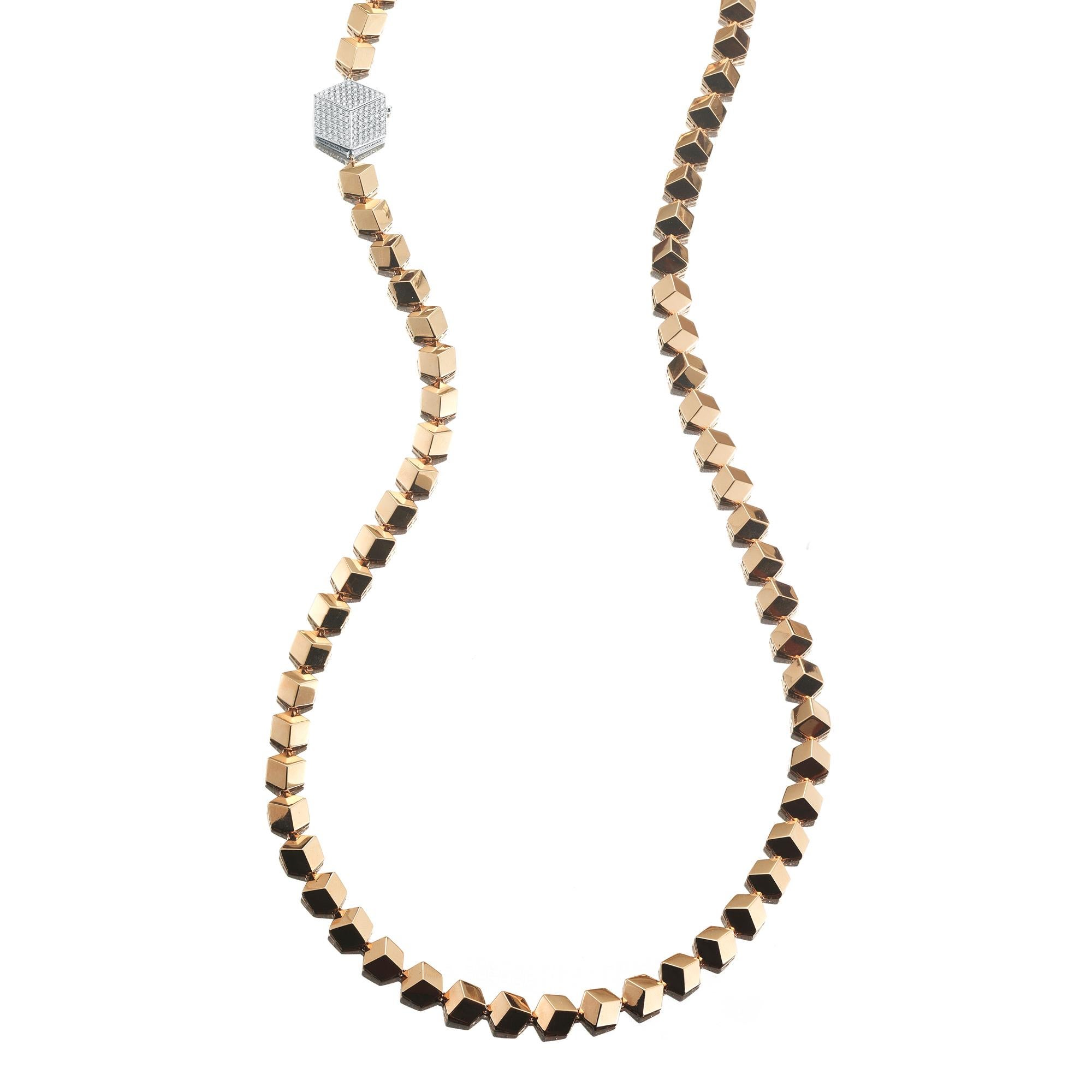 Paolo Costagli 18 Karat Rose Gold Brillante Necklace with Diamond Clasp im Angebot