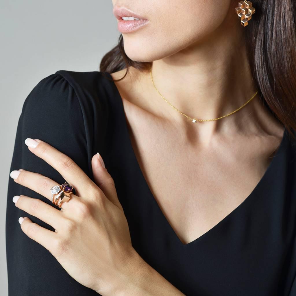 Paolo Costagli 18 Karat Rose Gold Brillante Stackable Ring with Diamonds In New Condition For Sale In Miami beach, FL
