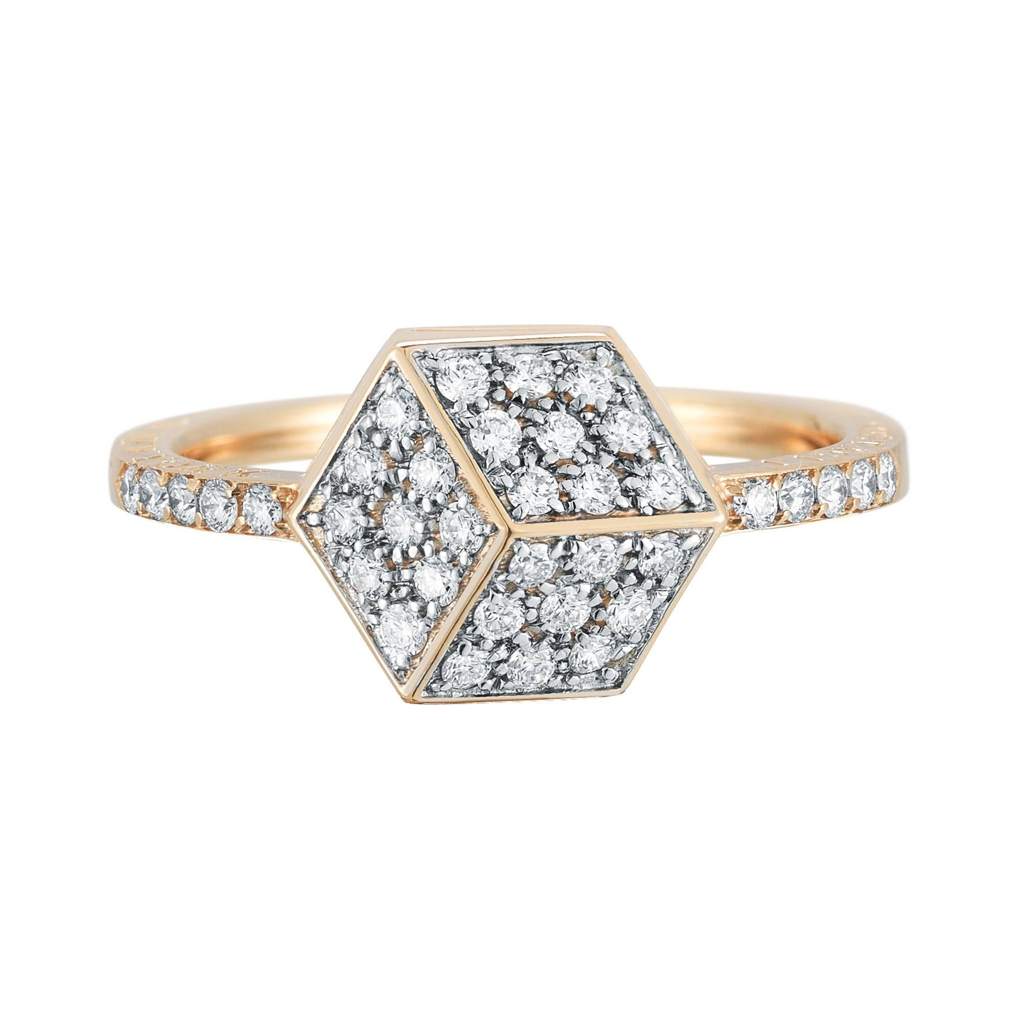 Paolo Costagli 18 Karat Rose Gold Brillante Stackable Ring with Diamonds For Sale