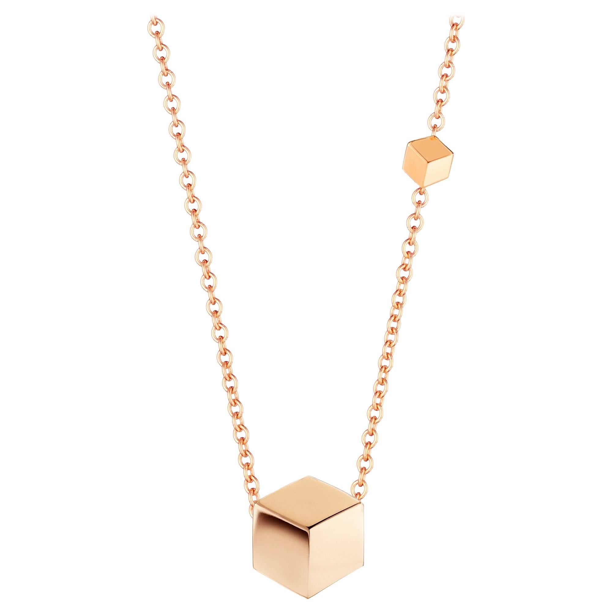 Paolo Costagli 18 Karat Rose Gold Brilliant Pendant Necklace For Sale