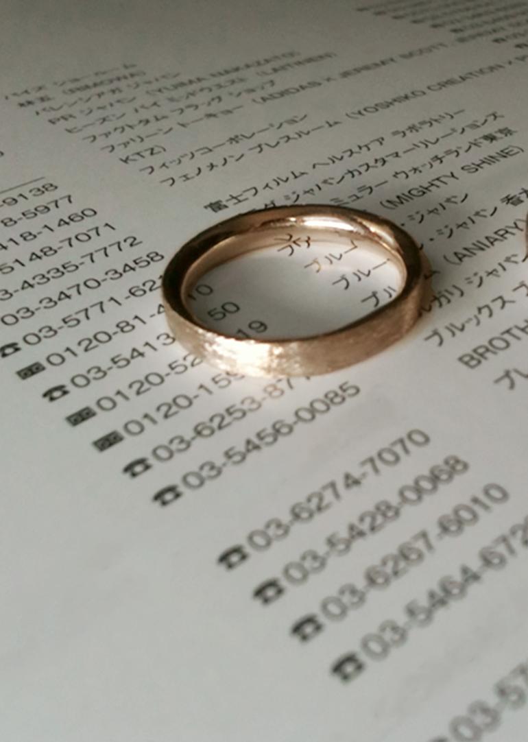 Women's or Men's Eighteen Karat Rose Gold Brocade Texture Contemporary Wedding Ring  For Sale