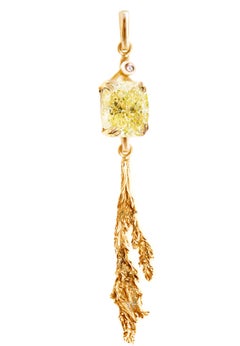 Eighteen Karat Rose Gold Brooch with GIA Certified Two Carats Yellow Diamond