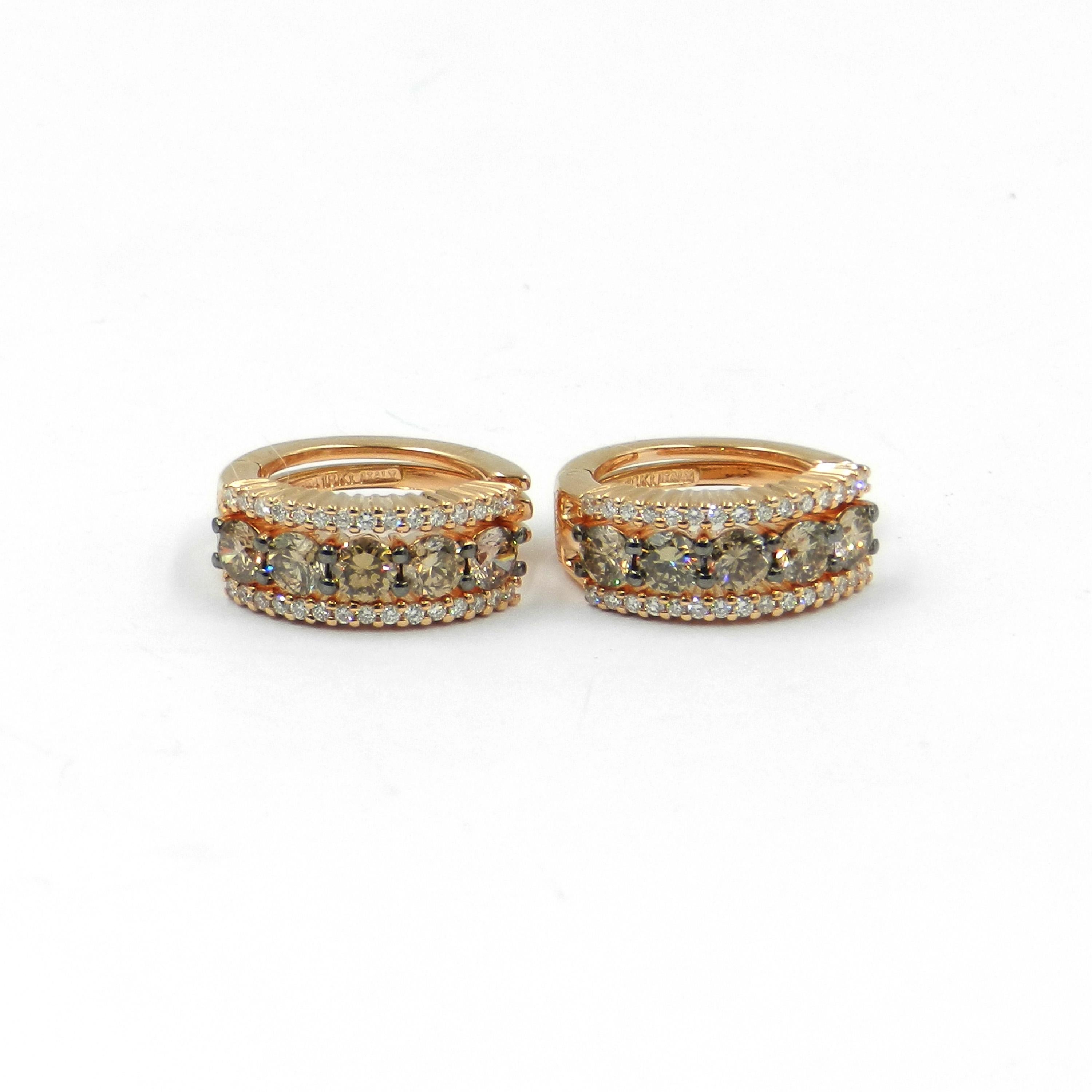 18KT Rose Gold Brown Diamonds and White DIAMONDS GARAVELLI HUGGIE EARRINGS
Prinicpessa Sofia collection features also matching ring, bracelet
External diameter 15mm internal diameter 10mm  thickness 7mm front side

18kt GOLD  : 9,40
BROWN DIAMONDS