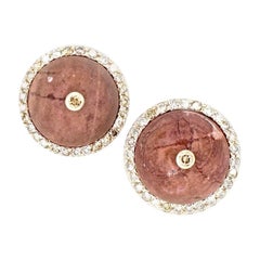 Sharon Khazzam 18K Rose Gold Brown Jasper and Brown Diamond Martha Stud Earrings