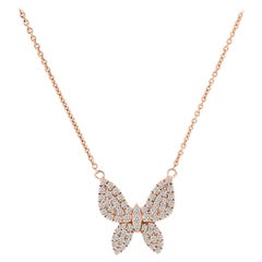 18 Karat Rose Gold Butterfly Large Diamond Necklace '1/2 Carat'