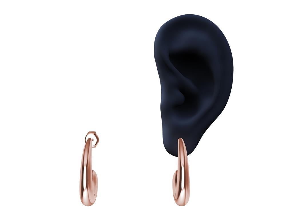Contemporary 18 Karat Rose Gold C-Hoop Teardrop Hoop Earrings For Sale