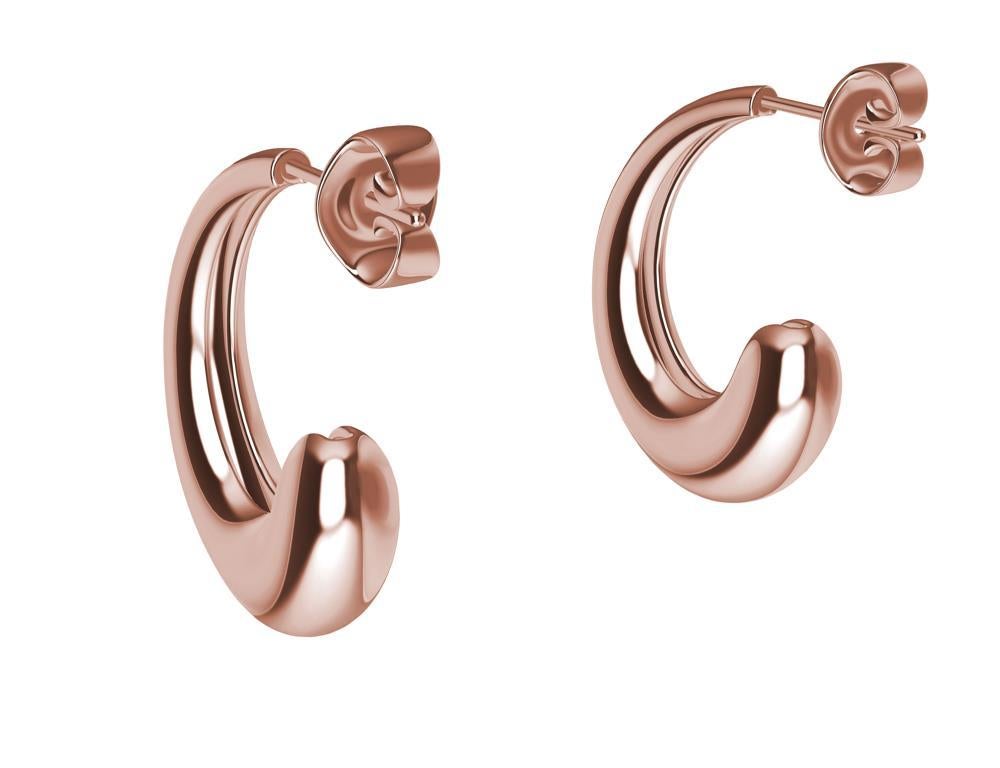 18 Karat Rose Gold C-Hoop Teardrop Hoop Earrings In New Condition For Sale In New York, NY