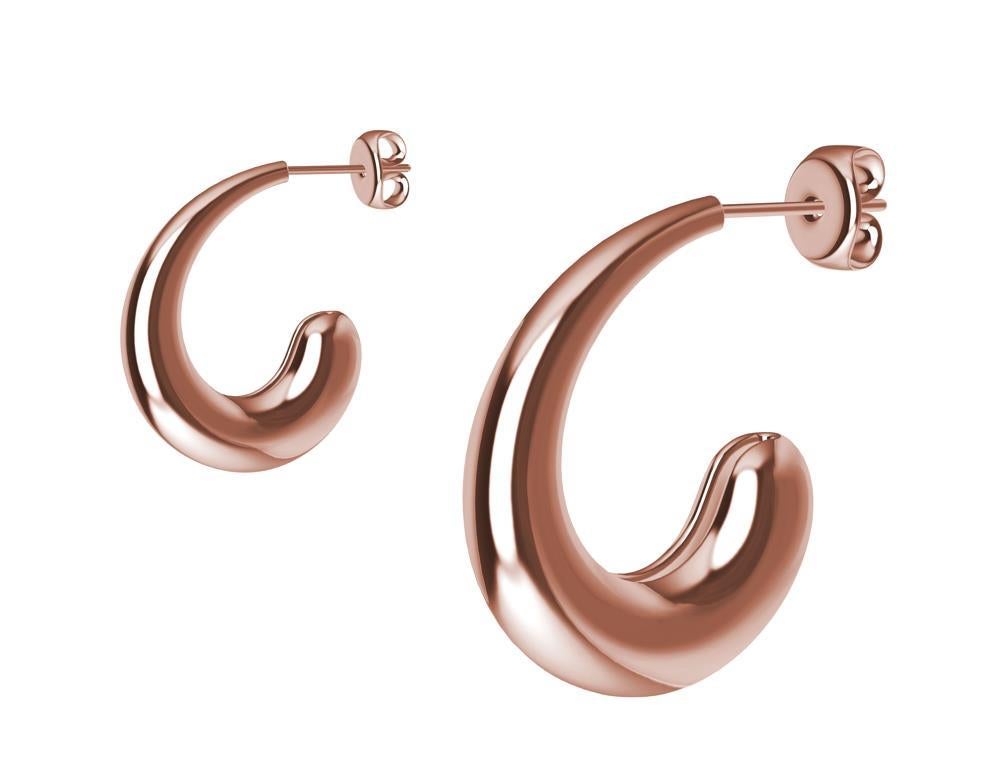 Women's 18 Karat Rose Gold C-Hoop Teardrop Hoop Earrings For Sale