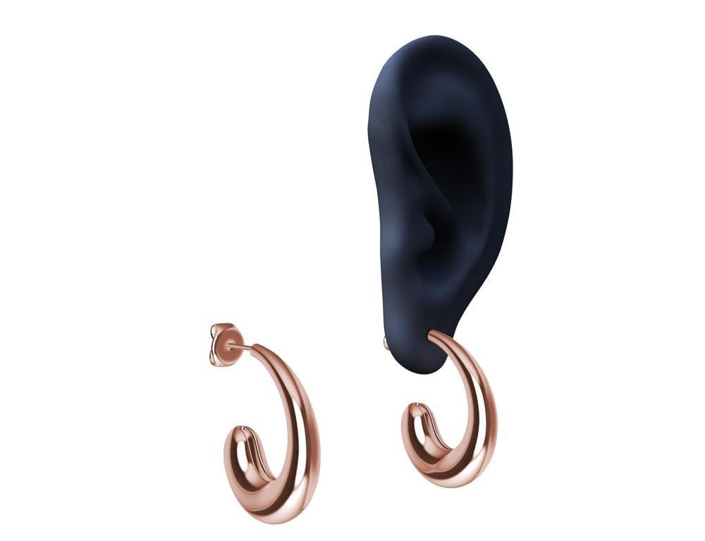 18 Karat Rose Gold C-Hoop Teardrop Hoop Earrings For Sale 1