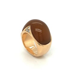 18 Karat Roségold Karneol-Diamantring von Paul Binder, 1974