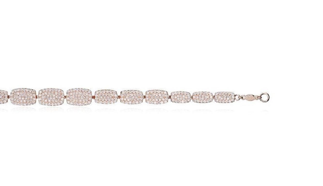 Round Cut AS29 18 Karat Rose Gold Cascade Small Diamond Bracelet For Sale