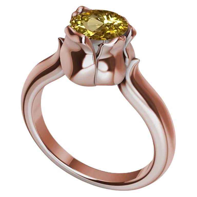 18 Karat Roségold keramisierter gelber Saphir 1,37 Karat Tulpenring ()