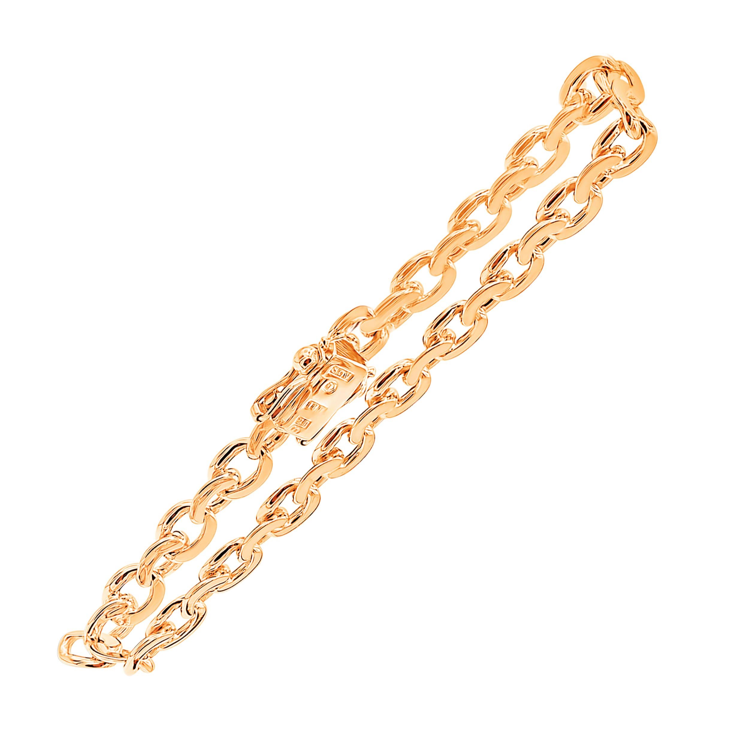 Contemporary 18 Karat Rose Gold Chain Link Bracelet