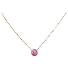  18 karat Rose Gold Chain with pavée of Ruby and Diamond Pendant