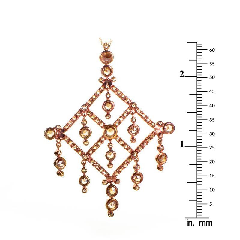 Women's 18 Karat Rose Gold Champagne Diamond Pendant Necklace