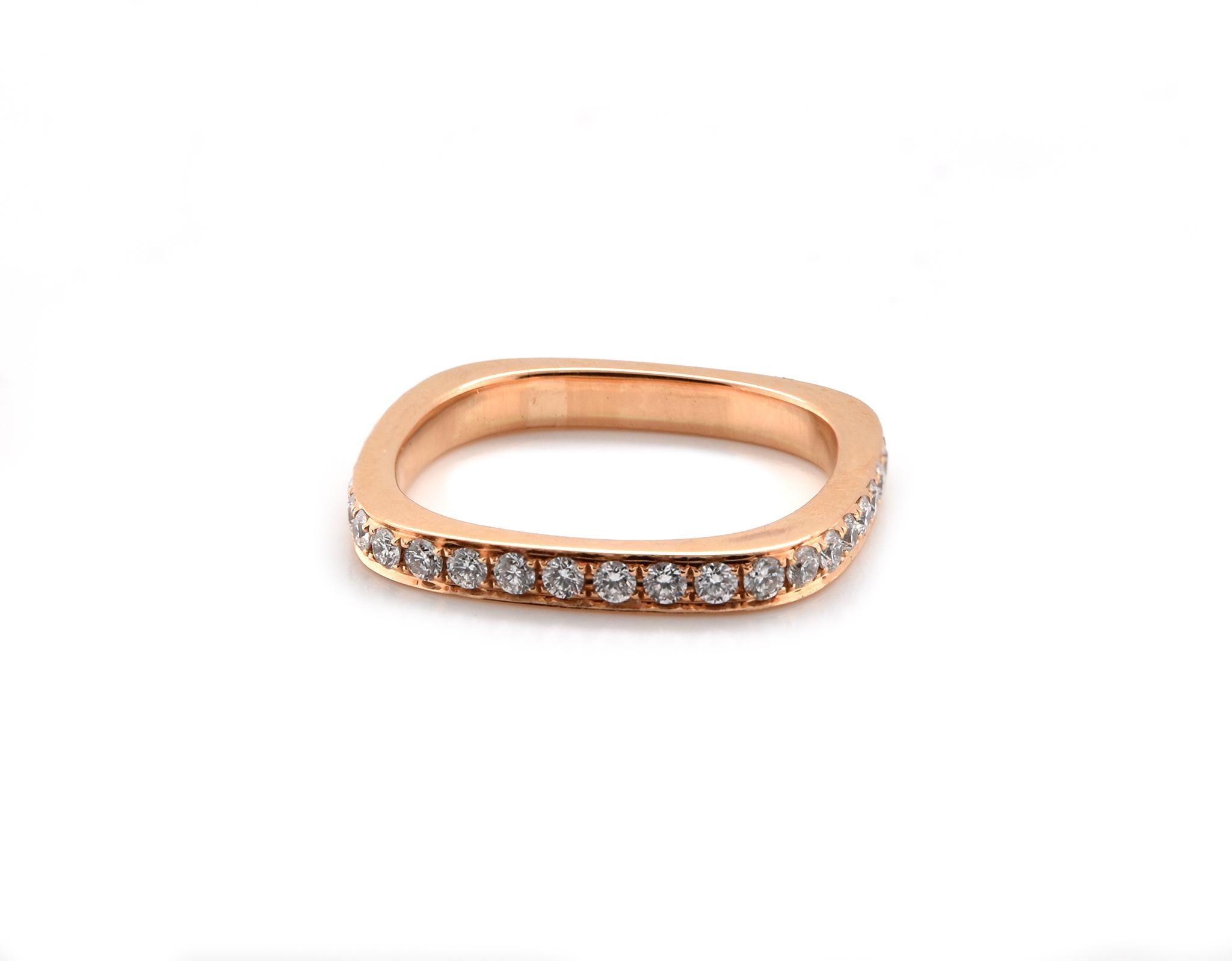 18 Karat Rose Gold Channel Set Diamond Square Band In Excellent Condition In Scottsdale, AZ
