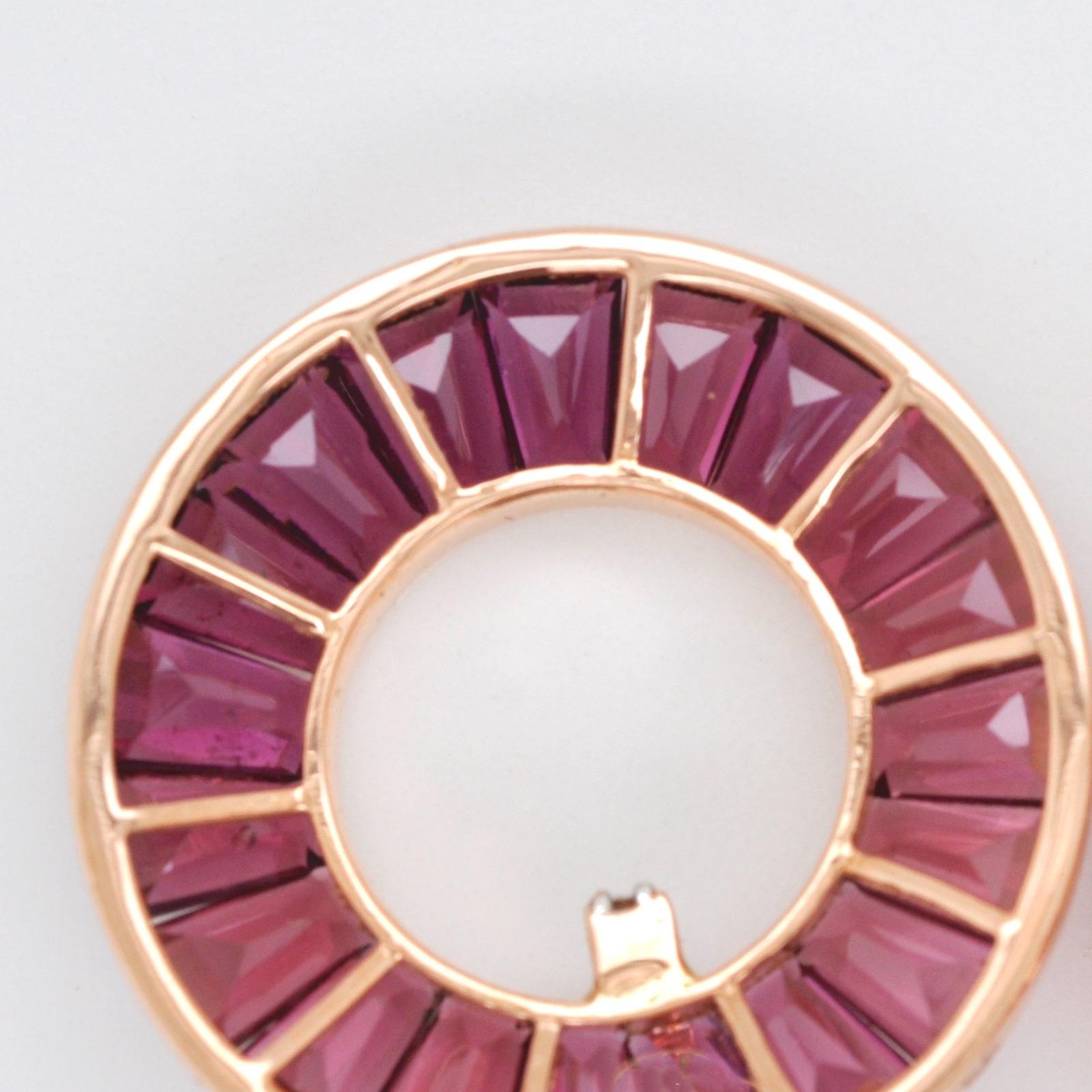 18 Karat Rose Gold Channel Set Taper Baguette Rhodolite Diamond Circle Pendant  For Sale 2