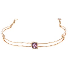 18 Karat Rose Gold Choker with Pink Sapphires