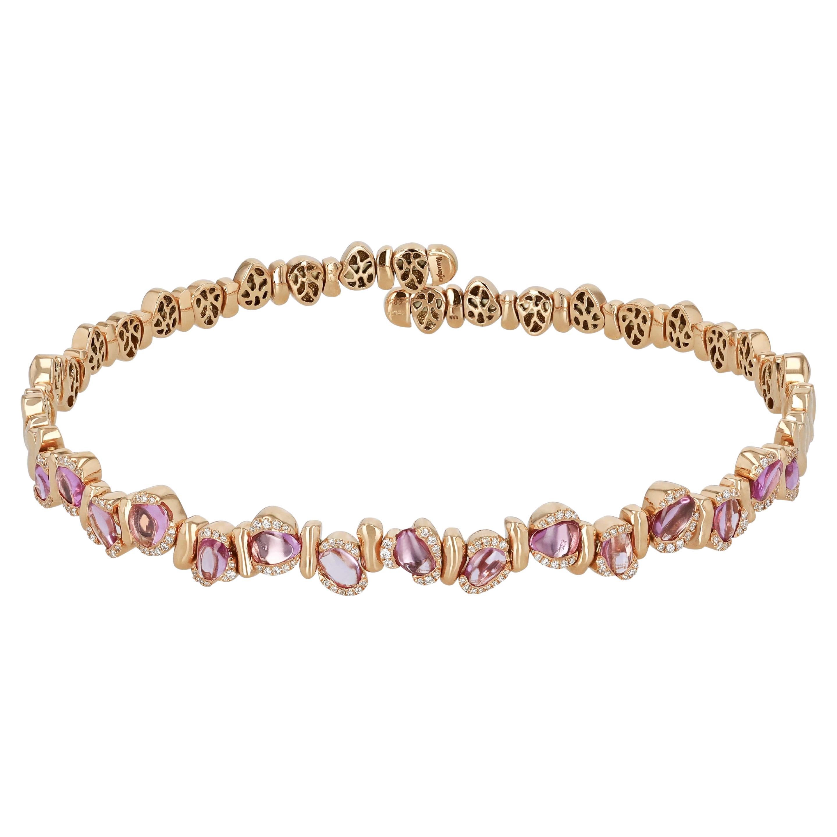 18 Karat Rose Gold Choker with Pink Sapphires For Sale
