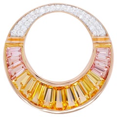 18 Karat Rose Gold Citrine Peach Tourmaline Diamond Pendant Necklace Brooch