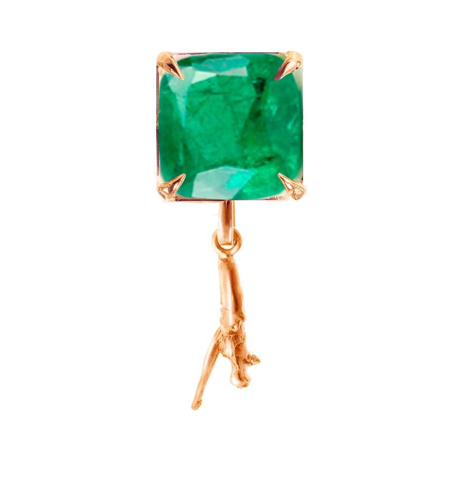 Eighteen Karat Rose Gold Cocktail Clip-on Earrings with Natural Vivid Emeralds In New Condition For Sale In Berlin, DE