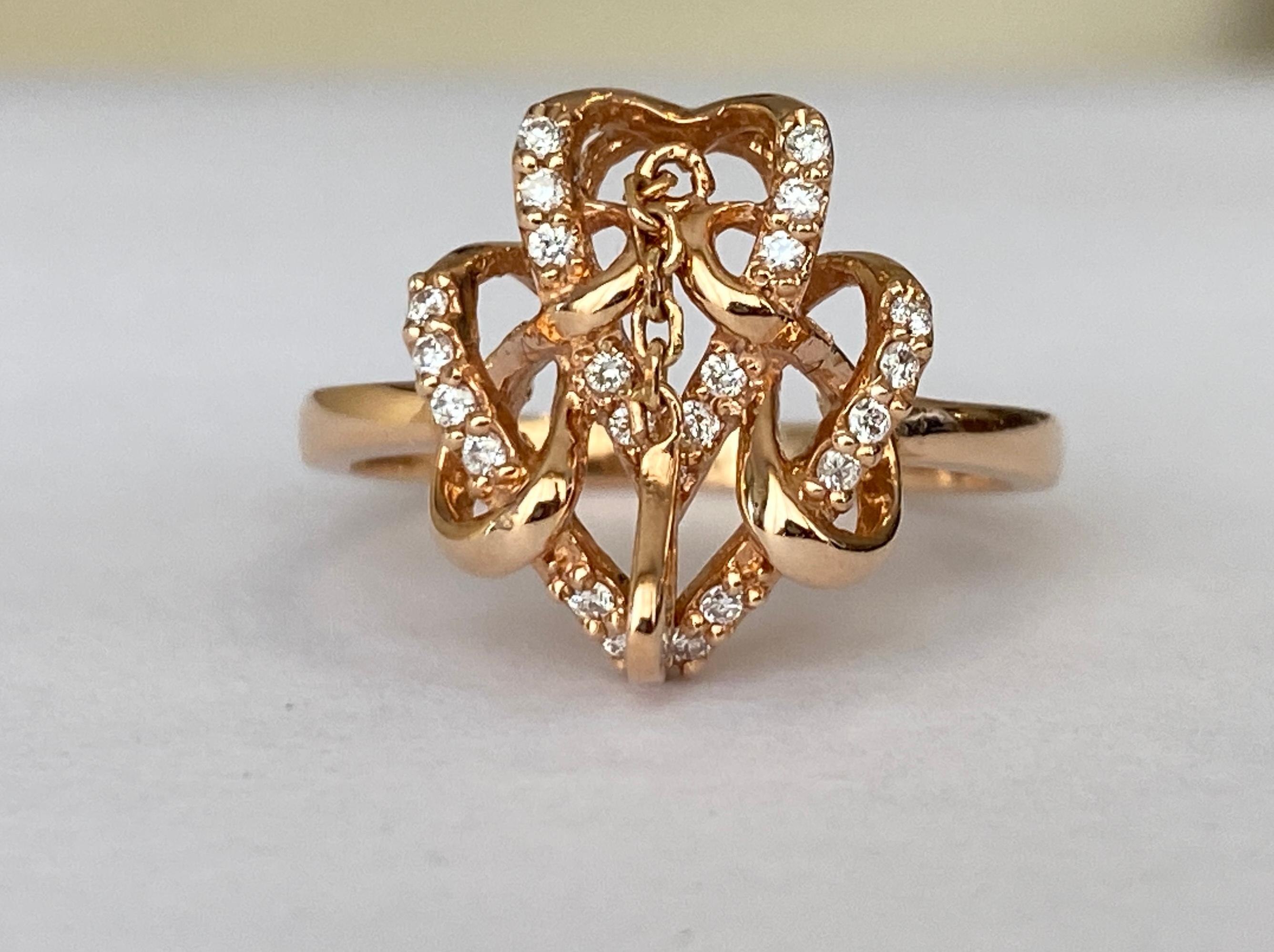Contemporary 18 Karat Rose Gold Cocktail Ring with Diamonds For Sale