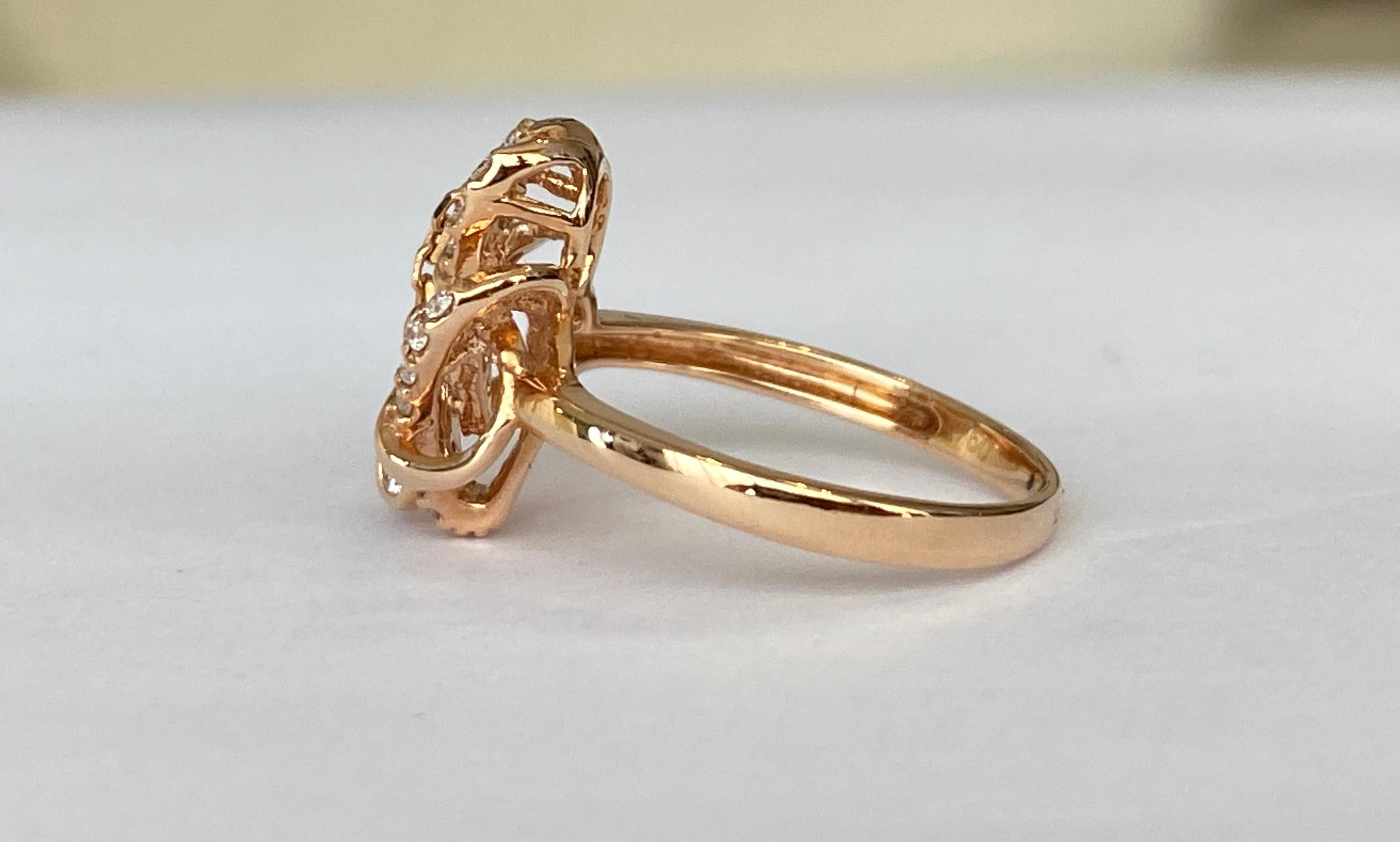 Women's 18 Karat Rose Gold Cocktail Ring with Diamonds For Sale