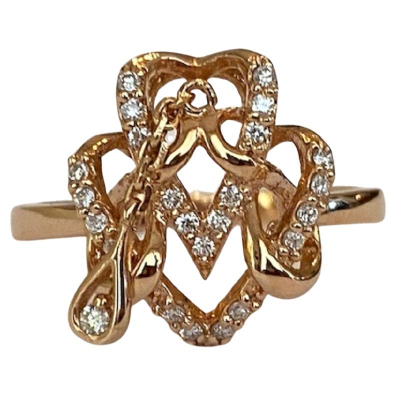 18 Karat Rose Gold Cocktail Ring with Diamonds For Sale