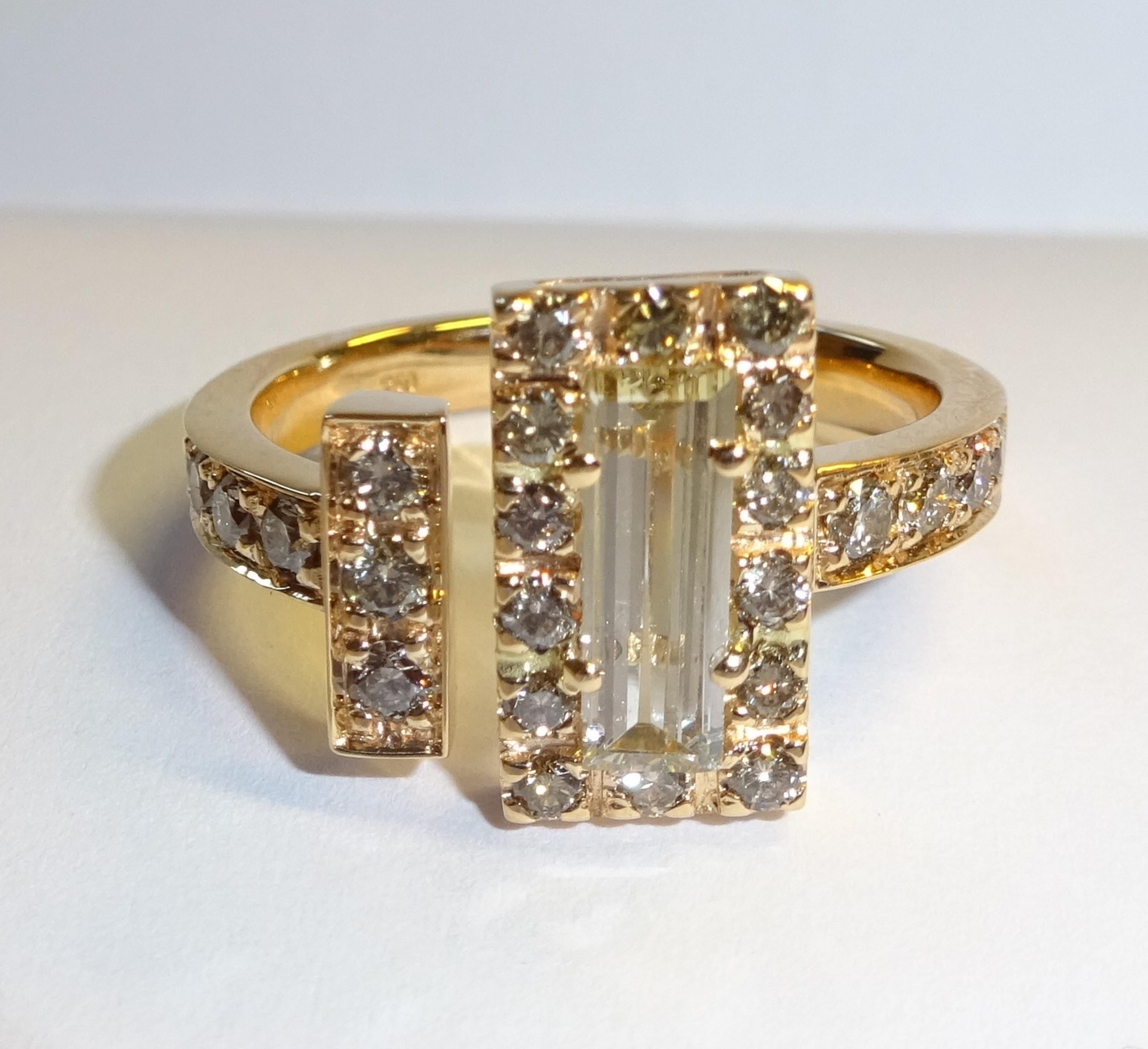Women's or Men's 18 Karat Rose Gold Cognac Diamond Cocktail Ring