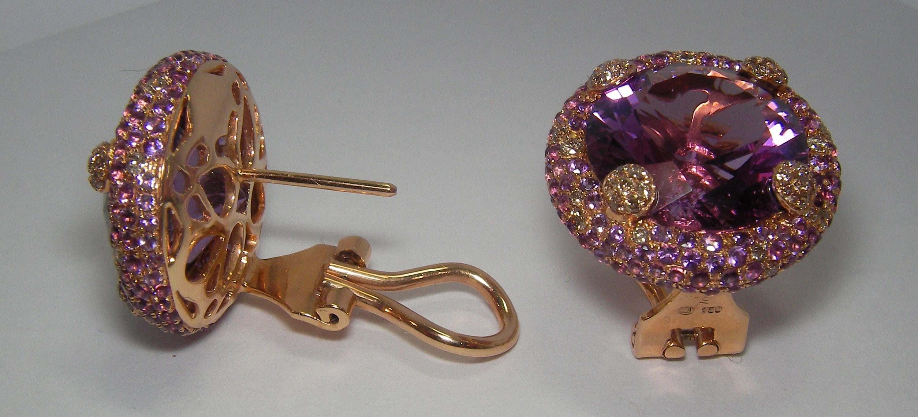 rose gold and amethyst earrings