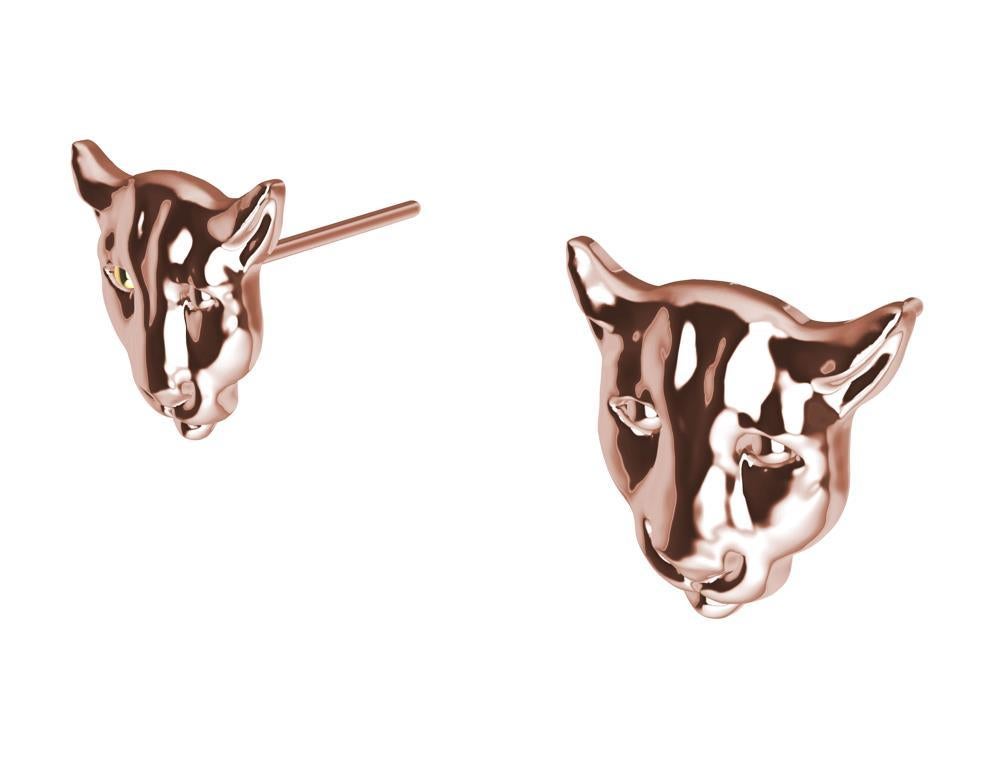 Contemporain Clous d'oreilles Colorado Cougar en or rose 18 carats en vente