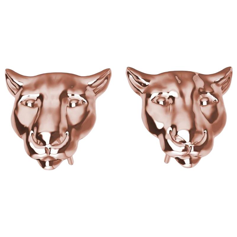 18 Karat Rose Gold Colorado Cougar Stud Earrings