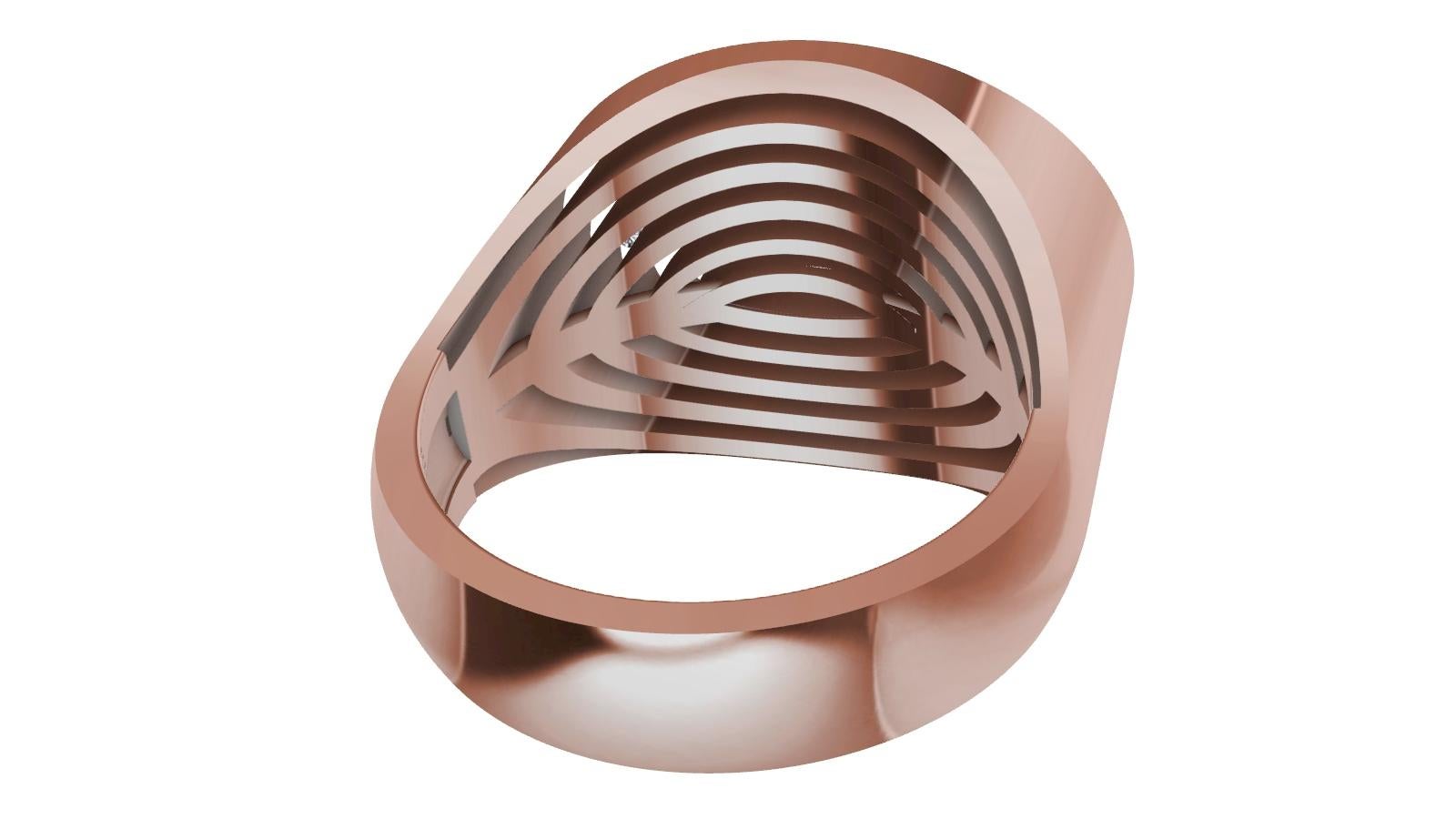 For Sale:  18 Karat Rose Gold Concave Diamonds Oval Sculpture Ring 9