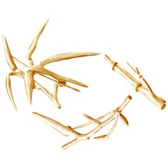 18 Karat Rose Gold Contemporary Bamboo Brooches Triptych by the Artist