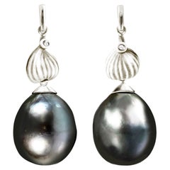 18 Karat White Gold Contemporary Earrings with Detachable Pearls and Diamonds