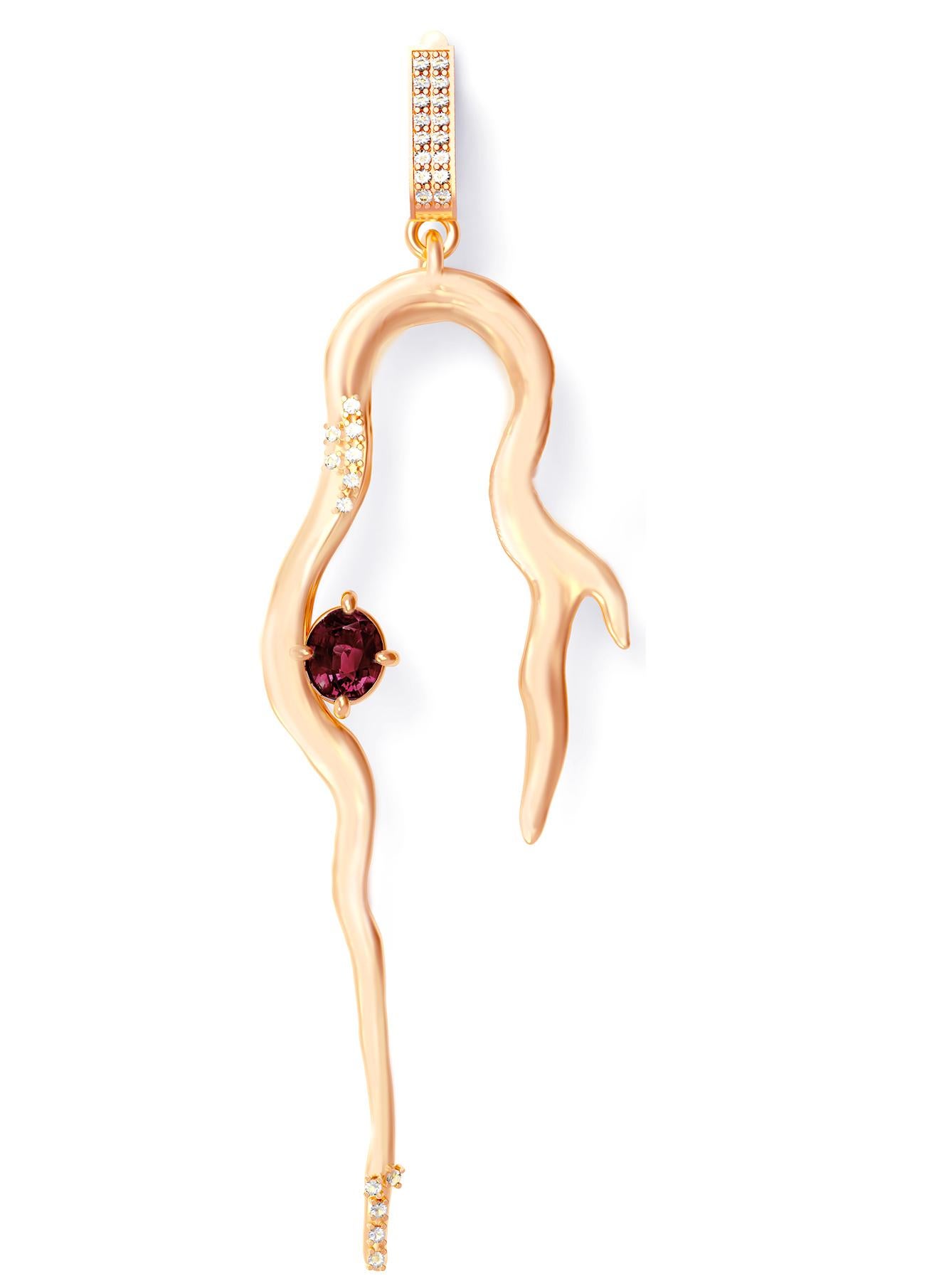 Eighteen Karat Rose Gold Contemporary Earrings with Sapphire and Diamonds For Sale 5
