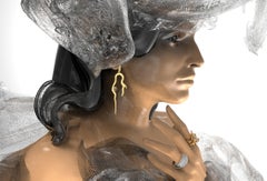 Boucles d'oreilles contemporaines en or rose 18 carats avec saphir et diamants
