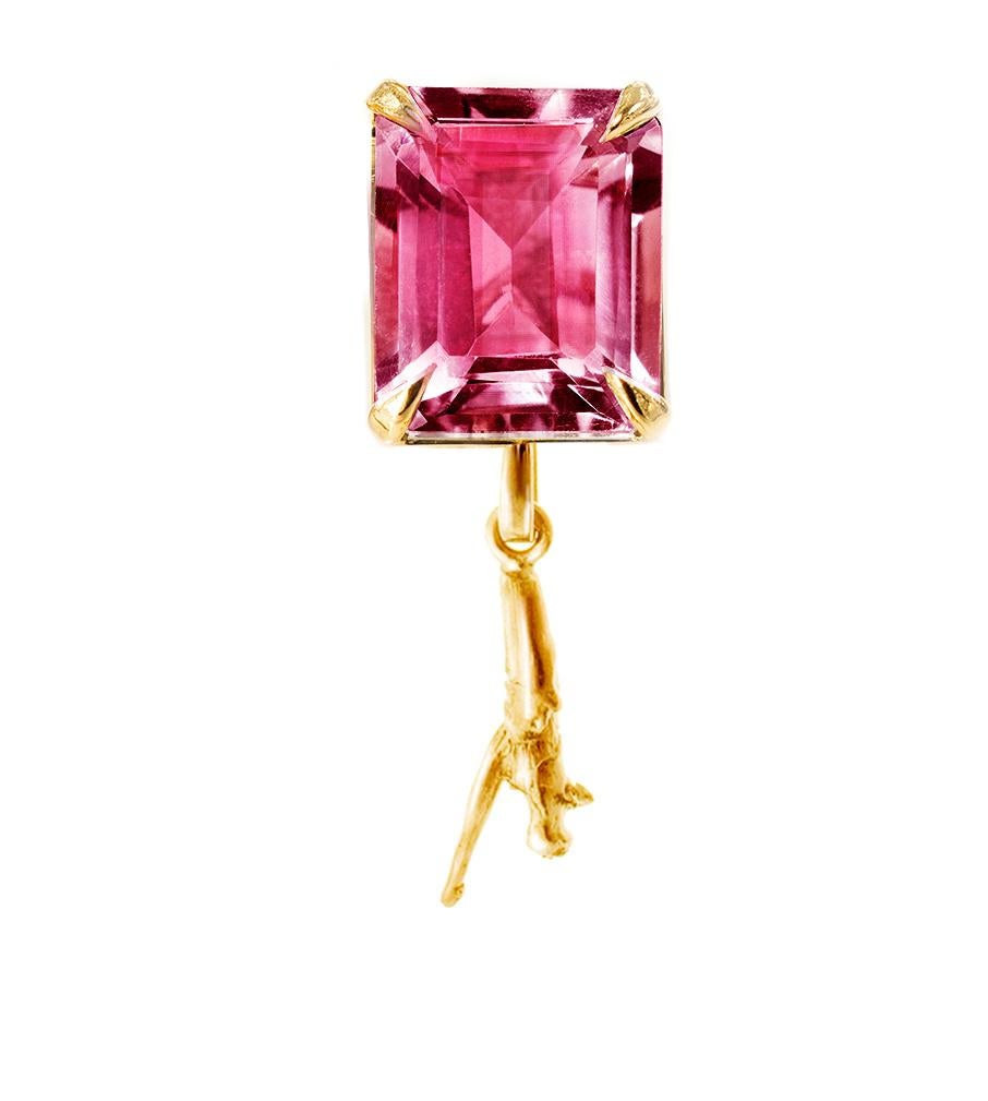 Women's or Men's Eighteen Karat Rose Gold Contemporary Earrings with Pink Tourmalines For Sale