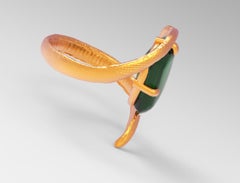 Rose Gold Italian Style Cocktail Ring with Natural Green Tourmaline