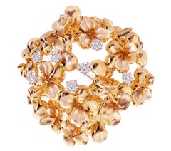 Eighteen Karat Rose Gold Contemporary Hortensia Floral Brooch with Diamonds