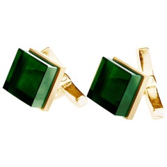 Eighteen Karat Rose Gold Contemporary Ink Cufflinks by the Artist with Emeralds