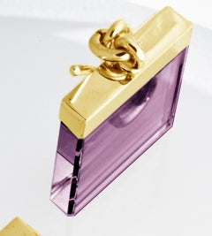 Eighteen Karat Rose Gold Contemporary Ink Earrings by Artist with Amethysts