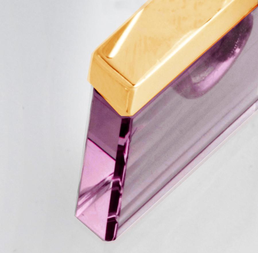 Boucles d'oreilles contemporaines en or rose 18 carats avec améthystes par l'artiste Unisexe en vente
