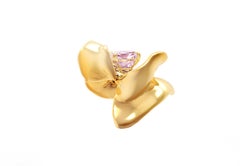 Rose Gold Contemporary Magnolia Brooch with Cushion Lavender Spinel