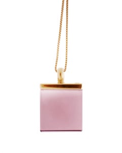 Rose Gold Contemporary Pendant Necklace with Natural Pink Tourmaline