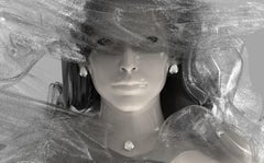 Rose Gold Contemporary Peony Petal Thirty Diamonds Pendant Necklace