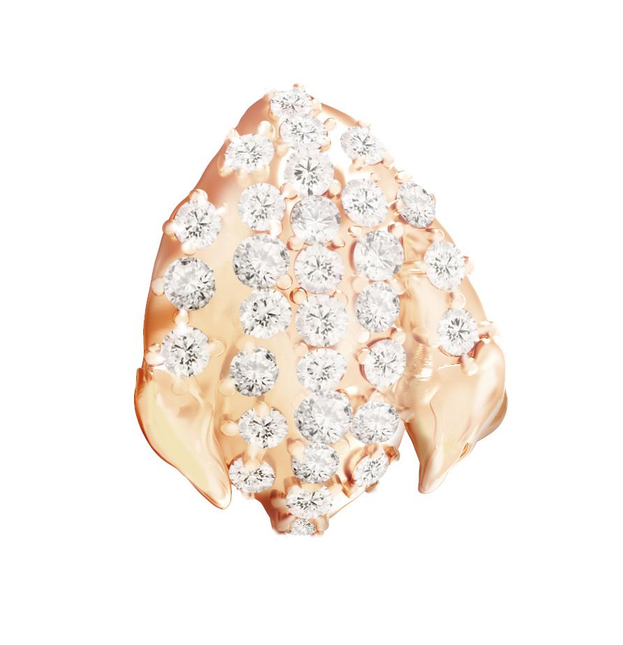 Rose Gold Contemporary Peony Petal Thirty Diamonds Pendant Necklace For Sale 1